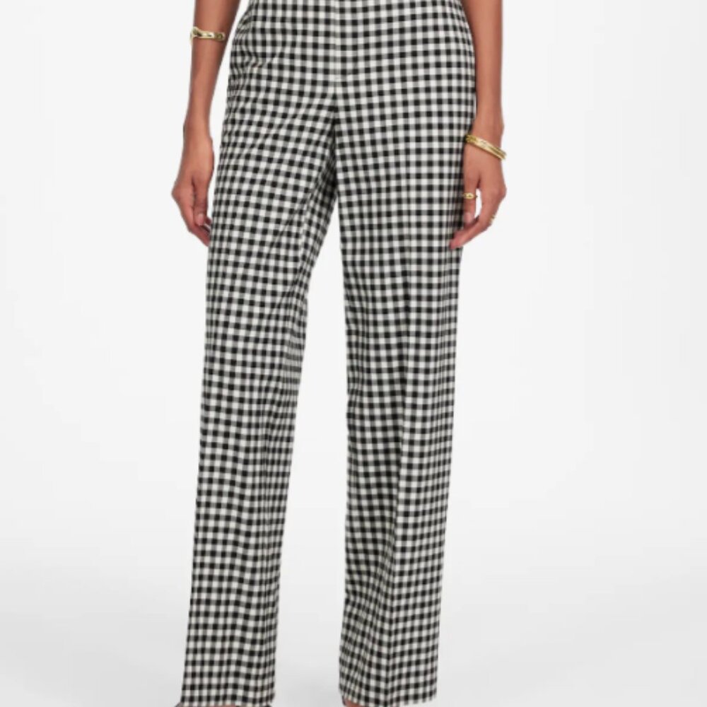 Madewell Black and White Gingham Wide-Leg Pants